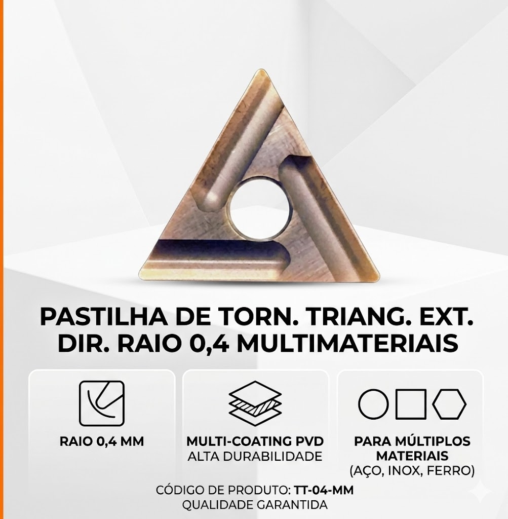 PASTILHA TORN.TRIANG. RAIO 0,4MM INOX/AÇO - CÓDIGO: 4889
